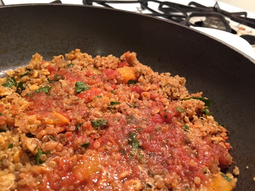 filling in pan