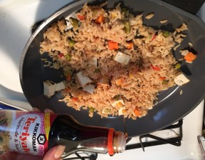 making vegan fried rice