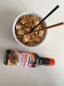 vegan fried rice with teriyaki sauce