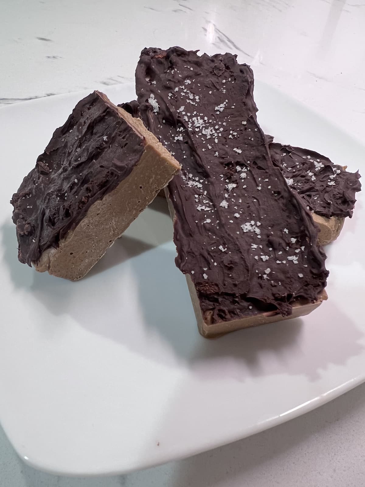 Salted Dark Chocolate Protein Toffee Bars